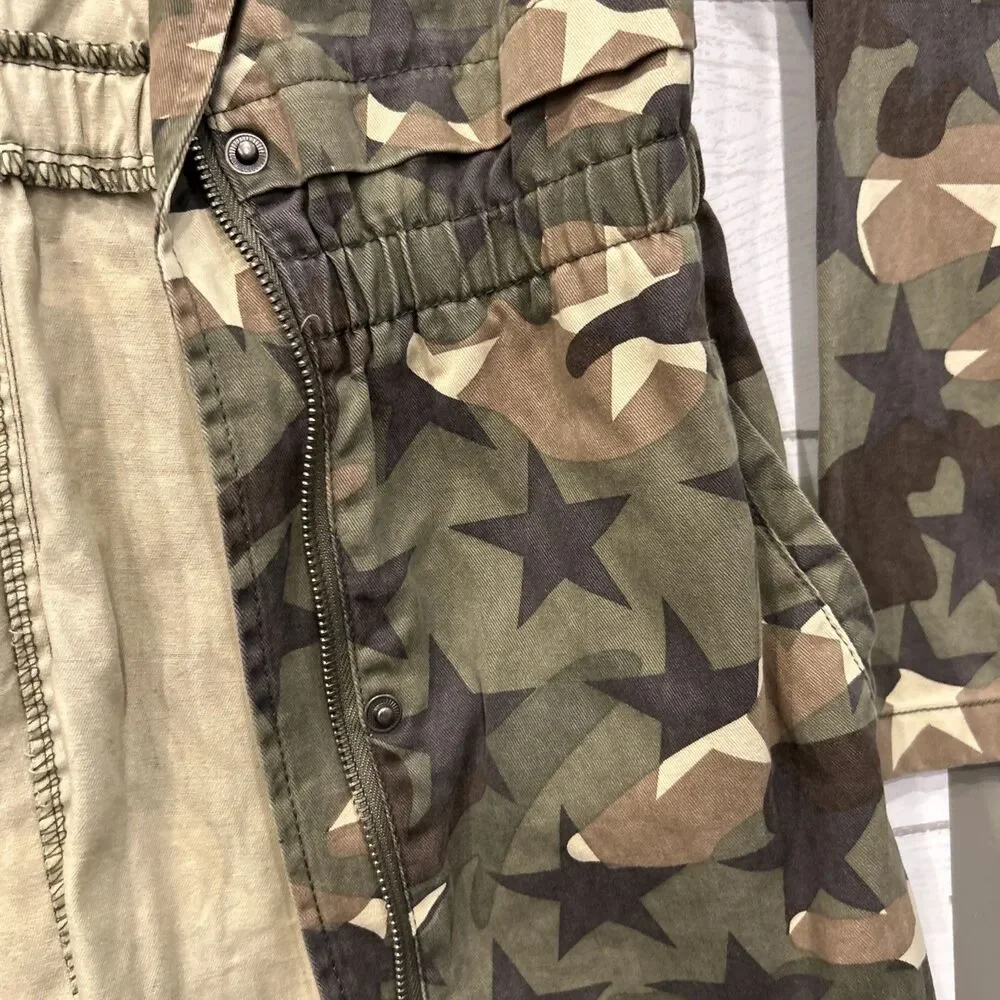 C&C California Camo Anorak Jacket Hooded Drawstring Waist Size 10